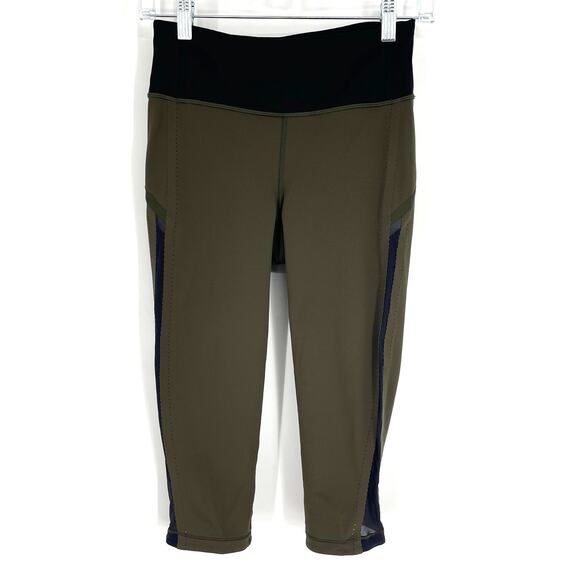 Lululemon Smooth Stride Crop 17” Dark Olive Black Full On Luxtreme Size 4 - Picture 1 of 9